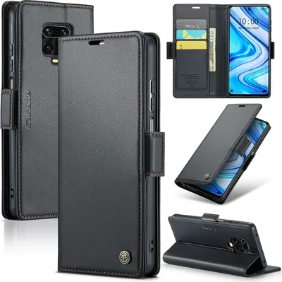 Obrázek produktu pro Redmi Note 9 Pro Case, kožené peněženkové pouzdro Card Case Protective Cover with Stand pro Xiaomi Redmi Note 9S / 9 Pro / 9 Pro Max Black