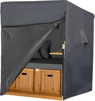 Immagine prodotto di Sedia da spiaggia impermeabile, dimensioni 128x105x165/140 cm, resistente alle intemperie, grigia.