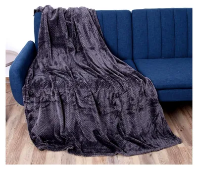 Produktbild von Kuscheldecke Flanell Decke 150x200cm (Anthrazit) Flauschige Struktur Wohndecke für Sofa, Couch und Bett, Tagesdecke  - Sofaüberwurf