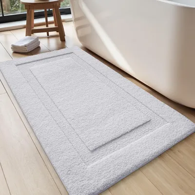 Image de Tapis de bain antidérapant en microfibre, doux et très absorbant, blanc, 60 x 110 cm