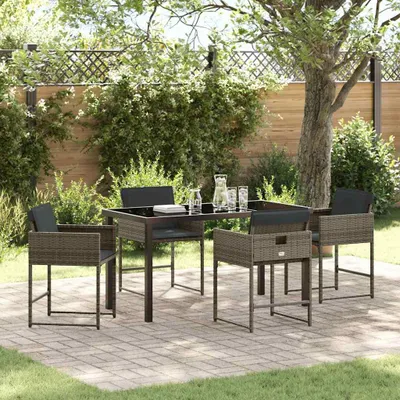 Image de Maison Exclusive - Ensemble de jardin 5 pièces gris polyrotin