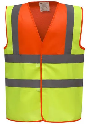 Productafbeelding van Yoko - Veiligheidsvest voor heren, hoge zichtbaarheid, model LT6046 (maat S) (Oranje/Hoogwaardig geel)