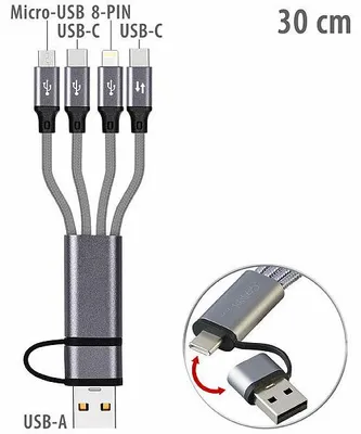 Image de Câble USB-A/C vers USB-C/Micro-USB/Lightning – 30 cm