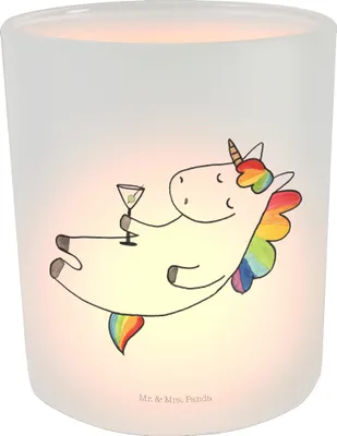 Produktbild von Mr. & Mrs. Panda Deko Windlicht Einhorn Cocktail - Transparent - Geschenk, lustig, Glas Windlicht, Sekt, Einhorn Deko, Einhörner, Windlicht Dekorieren, Windlicht Glas