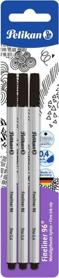 Obrázek produktu pro Pelikan 940601, fineliner 96 – sada 3 kusů – černá barva – baleno v blistru