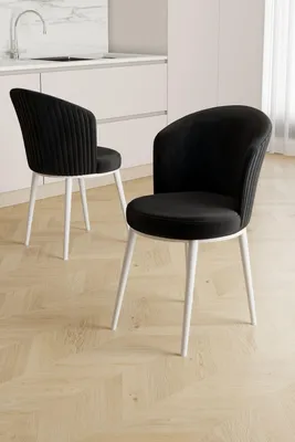 Produktbild von Skye Decor, Stuhlset (6 Teile) - Schwarz/Weiß, 100% Metall, Modernes Design