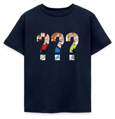 Produktbild von Spreadshirt Die Drei Fragezeichen Kids Silhouetten Kinder T-Shirt, 98/104 (3-4 Jahre), Navy