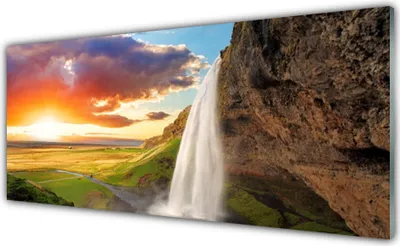 Produktbild von Acrylglasbilder 125x50 Wandbild Druck Wasserfall Sonne Landschaft