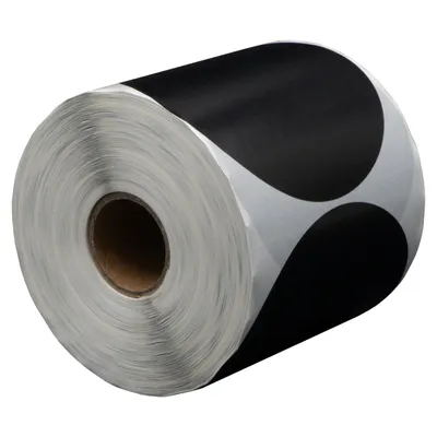 Produktbild von 500 runde Etiketten schwarz 80 mm auf Rolle - Verschlusssiegel - Markierungspunkte - Blanko-Rundaufkleber - DULA