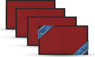 Produktbild von Fußmatte "4er Pack" Eingangsbereich- Schmutzfangmatte ( Rot / 60x40cm ) rutschfeste Sauberlaufmatte für Innen und Außen, saugfähiger Fußabstreifer