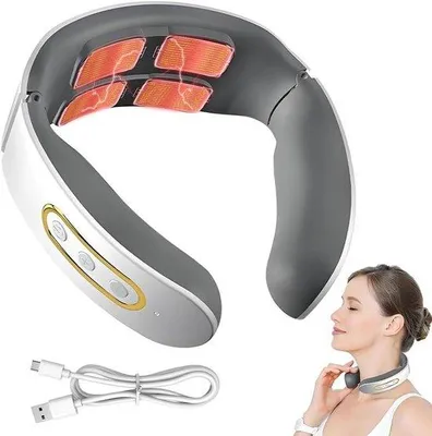 Produktbild von Nackenmassagegerät – Elektrischer Nackenentspanner – Zur Entspannung des Nackens – Mit Wärmefunktion – 21 x 195 x 75 cm – Weiß