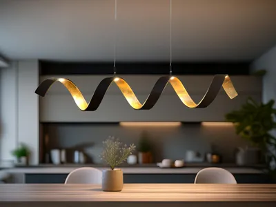 Produktbild von Dimmbare LED Pendelleuchte Spirallampe Küchenlampe hängend über Esstisch, B.80cm