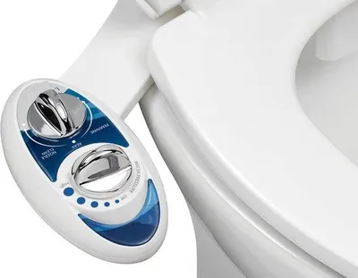 Produktbild von Famanu Bidetaufsatz mit Doppelstrahl und verstellbarem Wasserdruck - Weiß-Blau