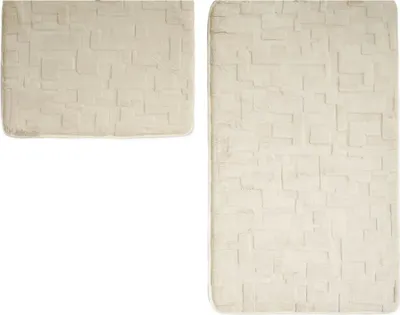 Produktbild von Elegance Badematten-Set mit modernem Strukturmuster - 2-teiliges WC-Set Beige