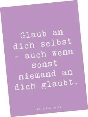 Produktbild von Mr. & Mrs. Panda Grußkarte Spruch Glaube an dich selbst - Lavendeltraum - Geschenk, Glaub, Stimmungen, Inspiration, Kunstkarten, Ansichtskarten, Postkarten, Ansichtskarte