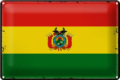 Produktbild von Blechschild Flagge Boliviens 30x20cm Retro Flag of Bolivia