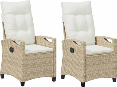 Image de vidaXL Chaise de jardin 2 pièces Beige et crème 56 x 60 x 112 cm