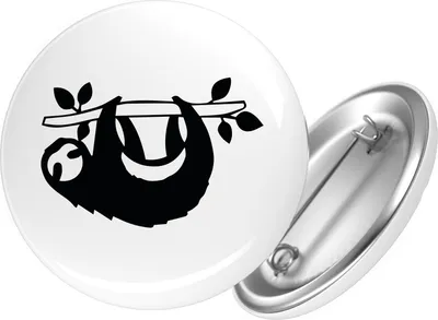 Produktbild von Huuraa Button Faultier Silhouette 59mm rund mit Sicherheitsnadel Ansteckbutton Geschenkidee