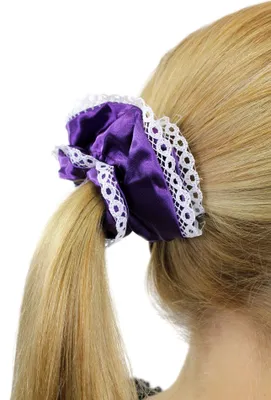 Produktbild von WIG ME UP Scrunchy/Haarband Lila, Weiße Spitze Z018