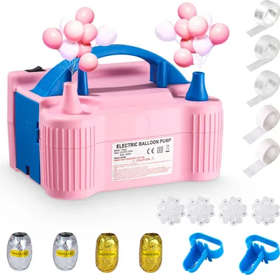 Produktbild von Elektrische Ballonpumpe, 600 W Inflator Doppeldüse mit automatischen und halbautomatischen Modi, für Party Hochzeit Geburtstag Hellrosa