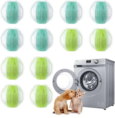 Immagine prodotto di Sfere filtranti per lavatrice, confezione da 12 pezzi, riutilizzabili, per rimuovere i peli di animali