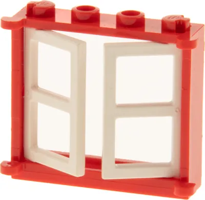 Produktbild von 1x Lego Fenster Rahmen 1x4x3 rot Doppel Scheibe weiß Haus 385321 3854 3853