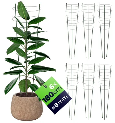 Produktbild von KADAX Rankhilfe für Pflanzen, 180 cm, 6 Stück, Pflanzenstütze aus Stahl, Blumenstütze, Pflanzenhalter, Rankgitter für Kletterpflanzen im Garten oder Blumentopf, Rankturm für Tomaten