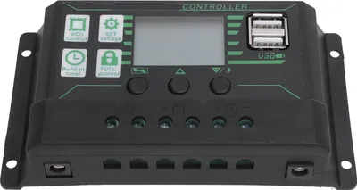 Productafbeelding van Zonnelaadregelaars, 12V, 24V, 10A, LCD-display, dubbele USB-poort, meerdere beveiligingsfuncties, geschikt voor campers, auto's en boten