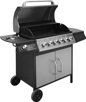 Immagine prodotto di vidaXL Barbecue a gas 6+1 fiamme nero e argento