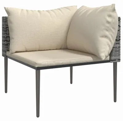 Image de vidaXL Canapé d'angle de jardin avec coussins Gris Poly Rattan
