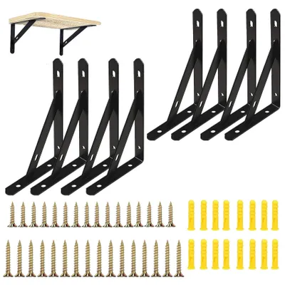 Produktbild von Omgoods – Schwarze Metall-Eckwinkelhalterungen für die Wandmontage (Set mit 4 Stück)