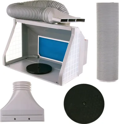 Zdjęcie produktu dla Przenośna kabina modelarska z 3 lampami COB LED i wyciągiem HS-E550LK