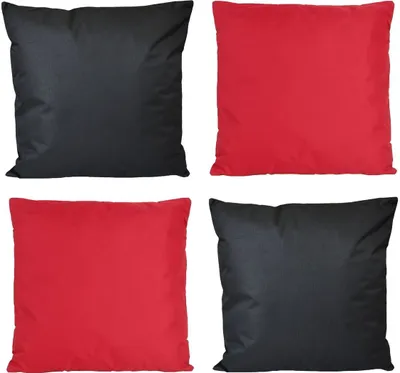 Produktbild von JACK 4x Outdoor Lounge Kissen 45x45cm viele Farben Dekokissen inkl. Füllung Wasserfest Sitzkissen Garten Stuhl, Farbe:2x Schwarz - 2x Rot