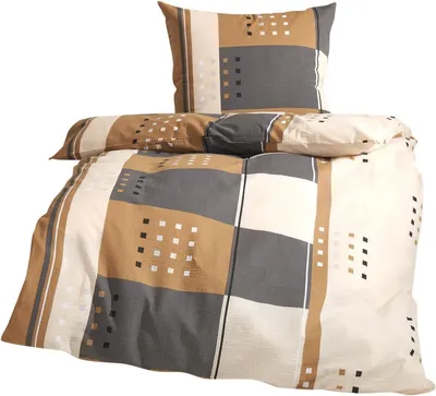 Produktbild von Seersucker Bettwäsche Berlin · Sommerbettwäsche aus 100% Baumwolle · Beige mit Muster · Pflegeleicht und bügelfrei · Waschbar bis 60°C · 135x200 cm + 80x80 cm