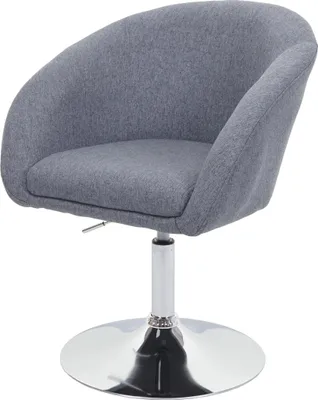 Produktbild von Esszimmerstuhl HWC-F19, Küchenstuhl Stuhl Drehstuhl Loungesessel, drehbar höhenverstellbar  Stoff/Textil dunkelgrau