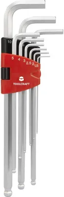 Produktbild von TOOLCRAFT Innen-Sechskant Winkelschraubendreher-Set 1.5 mm, 2 mm, 2.5 mm, 3 mm, 4 mm, 5 mm, 6 mm, 8 mm, 10 mm 9teilig