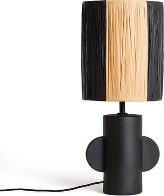 Produktbild von Tischlampe aus Keramik und Bast Tyler Schwarz