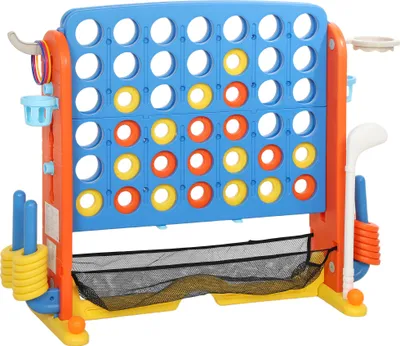 Produktbild von 4-in-1 Spiele-Set, Vier Gewinnt, höhenverstellbar, Netz-Tasche, Kunststoff, Bunt