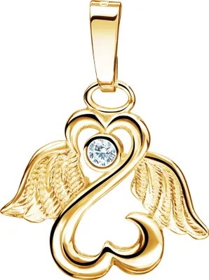 Produktbild von Gold Engel-Herz-Flügel-Anhänger 333 Gold 8 Karat, Kettenanhänger für Damen mit Zirkonia.