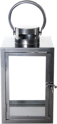 Rivanto® Laterne Größe M, L 16 x B 16 x H 28 cm, Eisengestell mit Transportbügel, Garten Deko, anthrazit, Garten Laterne für draußen