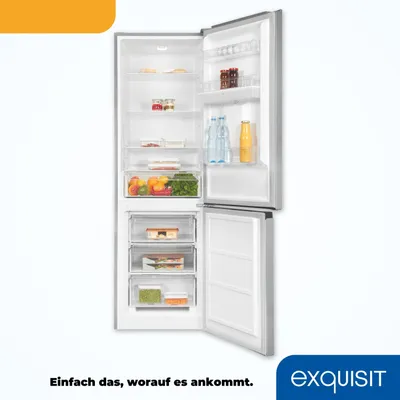 Produktbild von Exquisit Kühl-Gefrierkombination KGC320-95-E-WS-040C inoxlook | Nutzinhalt: 315 L | Standgerät