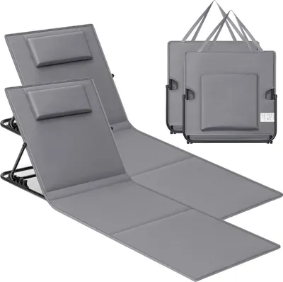 Produktbild von Famanu Strandstuhl Set von 2 - Leichte Campingstühle mit Verstellbarer Rückenlehne und Tragetasche