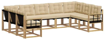 Produktbild von vidaXL Outdoor-Sofagarnitur mit Kissen 9 pcs Weiß und Beige