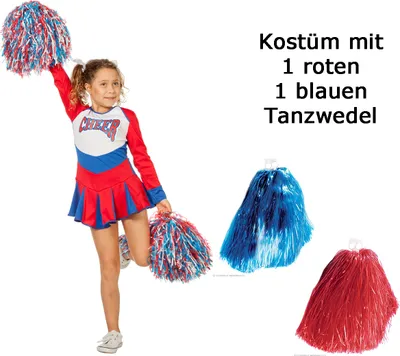 Produktbild von Wilbers Cheerleader Kleid Cheer Leader 116 cm - 164 cm mit Tanzwedel Set 140 cm