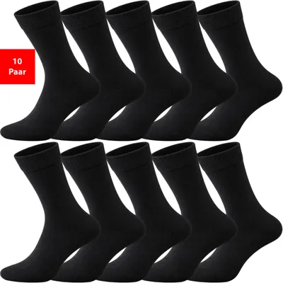 Produktbild von Business Socken Herren & Damen 5er-10er Pack Komfortbund ohne Druck Baumwolle - Schwarz, 39-42, 10er Pack