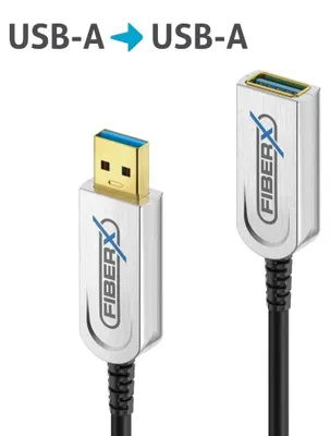 Zdjęcie produktu dla FiberX FX-I650-050, 50 m, USB A, USB A, USB 3.2 Gen 1 (3.1 Gen 1), 10 Gbit/s, Czarny, Srebrny