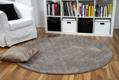 Produktbild von Hochflor Velours Teppich Mona Taupe Rund, Größe:240 cm Rund