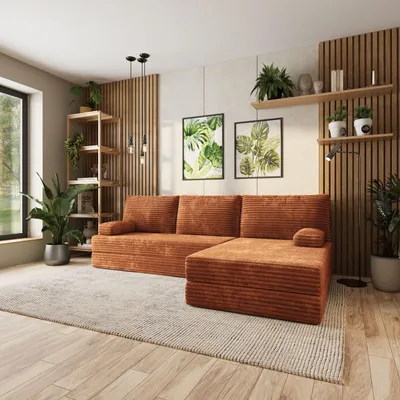 Produktbild von Masseno Ecksofa ANKO mit Schlaffunktion, Modulares Schlafsofa aus Schaumstoff, Klappbares Bodensofa - Braun, TILIA 52