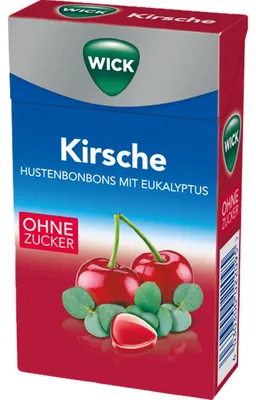 Image de WICK cerise avec eucalyptus bonbons pour la gorge fruités sans sucre 46g