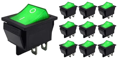 Produktbild von ProRide Wippschalter KCD4-202, 2-polig, 250V/16A, Grün, 10 Stück